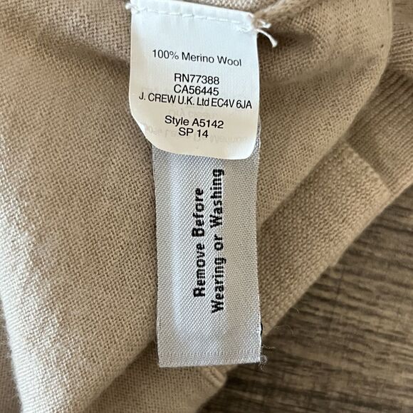 J Crew 100% Merino Wool Crewneck Lightweight Sweater LS Tan Womens XS Pullover - Picture 5 of 7